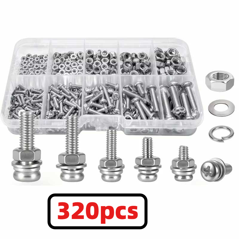 Nuts Mix - 320pcs Premium 304 Stainless Steel Screws