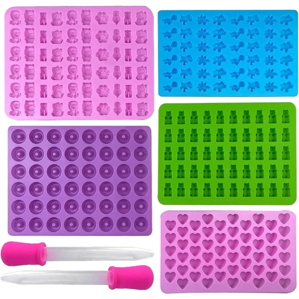 Gummy Candy - 5Pcs Candy Silicone Moulds with 2